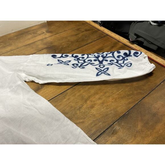 Lascana Embroidered Long Sleeve Linen Blend Blouse Size 6 - Picture 6 of 12